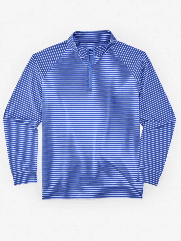 Best J. McLaughlin Kosta Performance 1/2 Zip In Murphy Stripe Blue/Light Blue/White