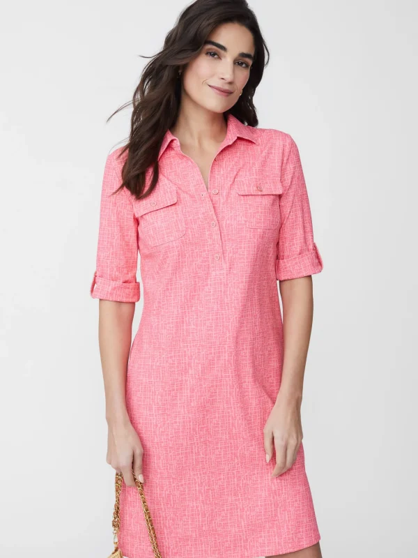 Flash Sale J. McLaughlin Lawrence Dress In Cross Hachure Coral/Light Coral