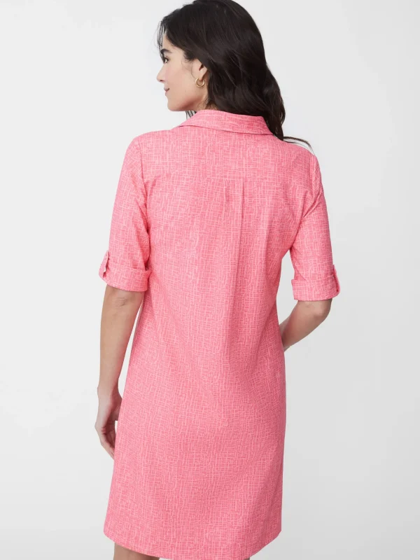 Flash Sale J. McLaughlin Lawrence Dress In Cross Hachure Coral/Light Coral