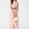 Online J. McLaughlin Layana Linen Dress In Mega Coral Cay Texture White/Coral