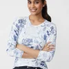 Fashion J. McLaughlin Lenny Sweater In Chinoiserie Toile Off White/Denim Blue