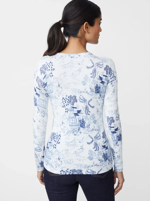 Fashion J. McLaughlin Lenny Sweater In Chinoiserie Toile Off White/Denim Blue