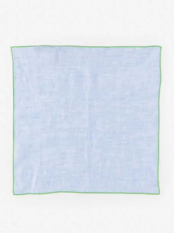 Shop J. McLaughlin Linen Pocket Square Denim Blue