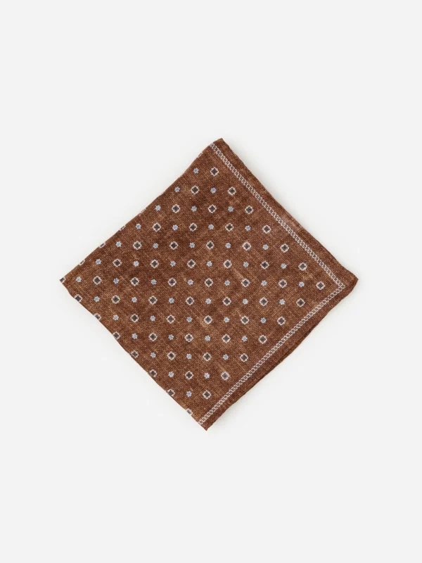 Best J. McLaughlin Linen Pocket Square In Floral Dots Khaki