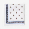 Discount J. McLaughlin Linen Pocket Square In Foulard Off White/Khaki