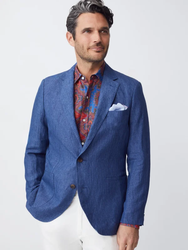 Outlet J. McLaughlin Lisbon Linen Blazer Heather Navy