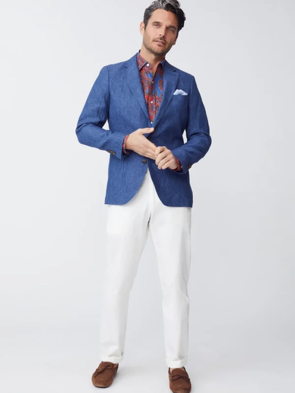 Outlet J. McLaughlin Lisbon Linen Blazer Heather Navy