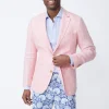 Cheap J. McLaughlin Lisbon Linen Blazer In Herringbone Coral/Off White