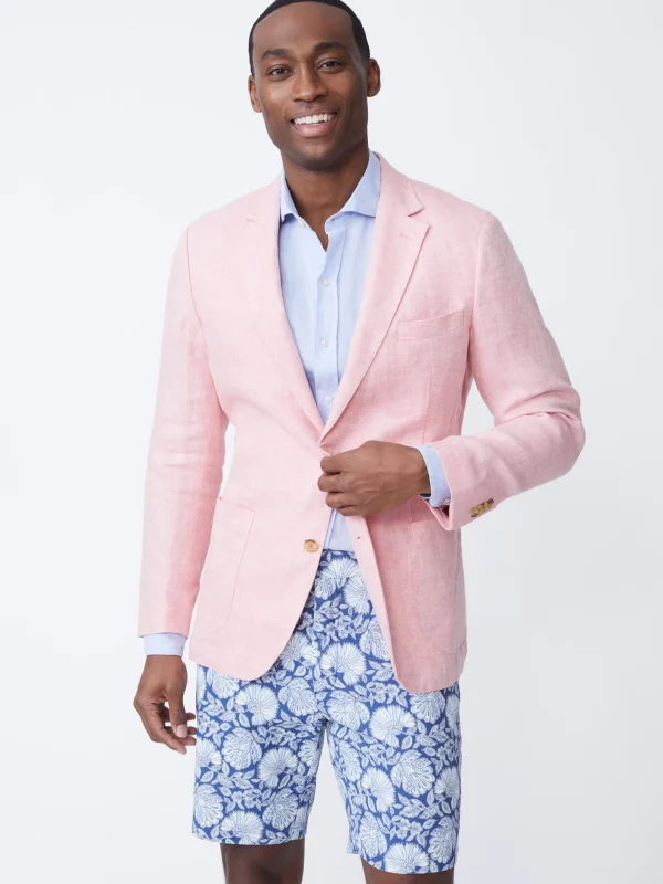 Cheap J. McLaughlin Lisbon Linen Blazer In Herringbone Coral/Off White