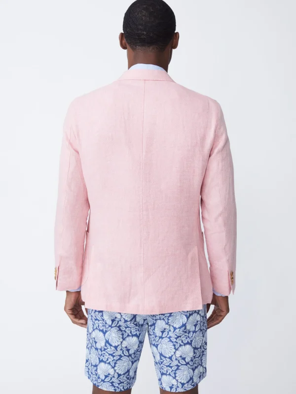 Cheap J. McLaughlin Lisbon Linen Blazer In Herringbone Coral/Off White