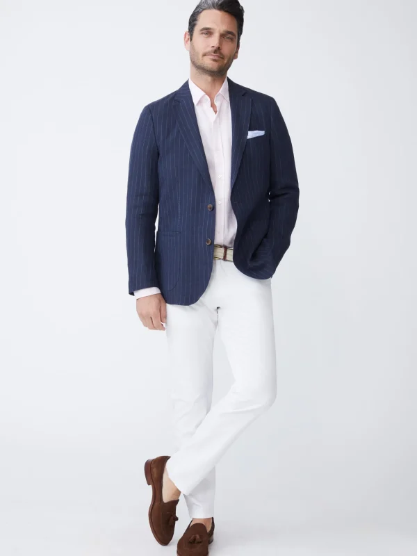 Best J. McLaughlin Lisbon Linen Blazer In Pinstripe Navy/White