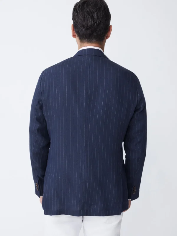 Best J. McLaughlin Lisbon Linen Blazer In Pinstripe Navy/White