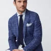 Clearance J. McLaughlin Lisbon Linen Blend Blazer In Window Pane White/Blue/Navy