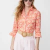 Sale J. McLaughlin Lois Linen Shirt In Bloomsbury Dark Coral/Coral