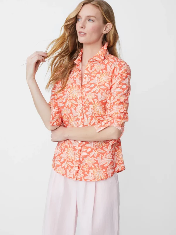 Sale J. McLaughlin Lois Linen Shirt In Bloomsbury Dark Coral/Coral