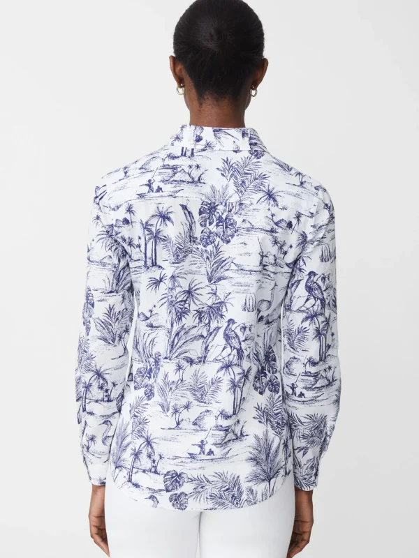 Sale J. McLaughlin Lois Shirt In Heron Toile White/Navy