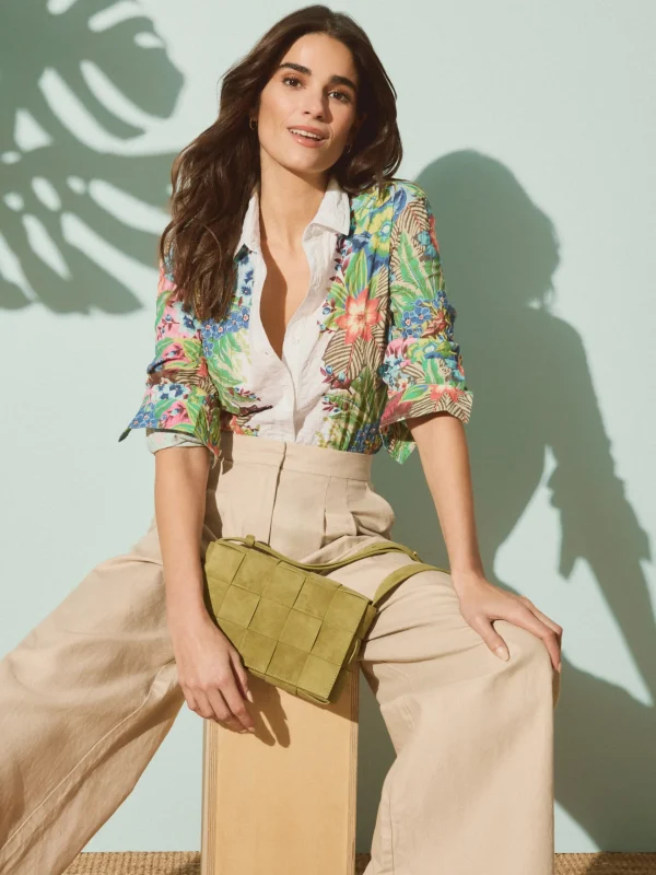 Shop J. McLaughlin Lois Shirt In Paradise Breeze Off White/Multi