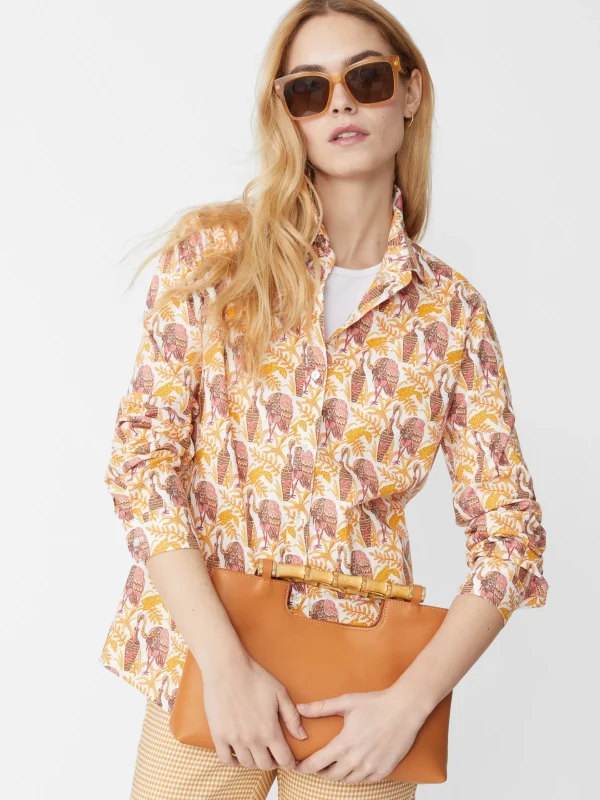 Discount J. McLaughlin Lois Shirt In Rare Bird Off White/Coral