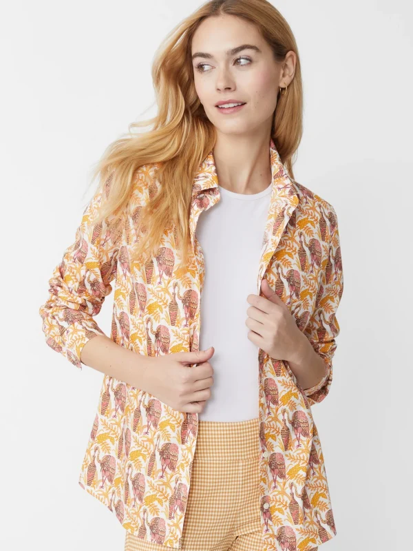 Discount J. McLaughlin Lois Shirt In Rare Bird Off White/Coral