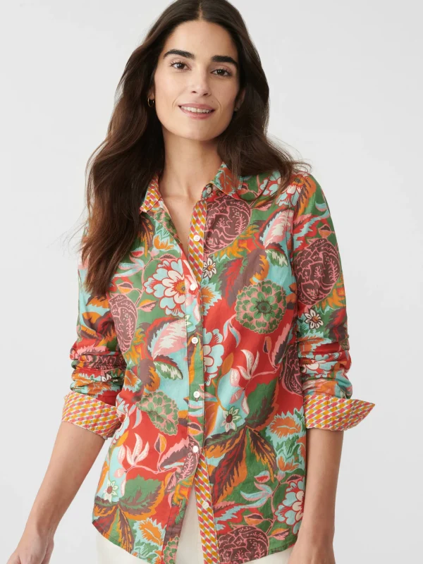 Online J. McLaughlin Lois Shirt In Terra Blossom Geo Red/Multi