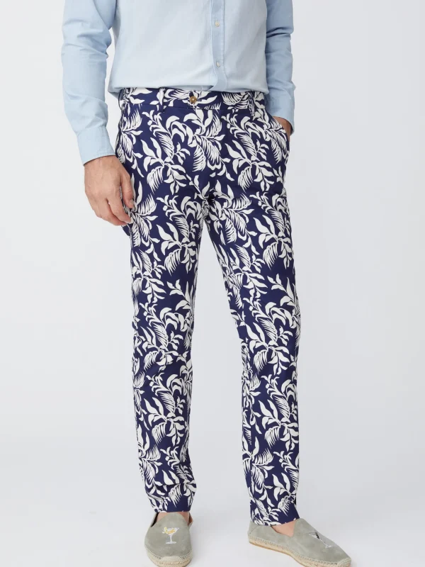 Discount J. McLaughlin Lukas Pants In Jardin Leaf Navy/Off White