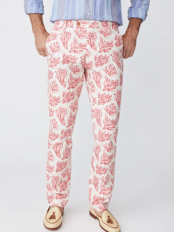 Fashion J. McLaughlin Lukas Pants In Mega Coral Cay Texture Coral/Off White