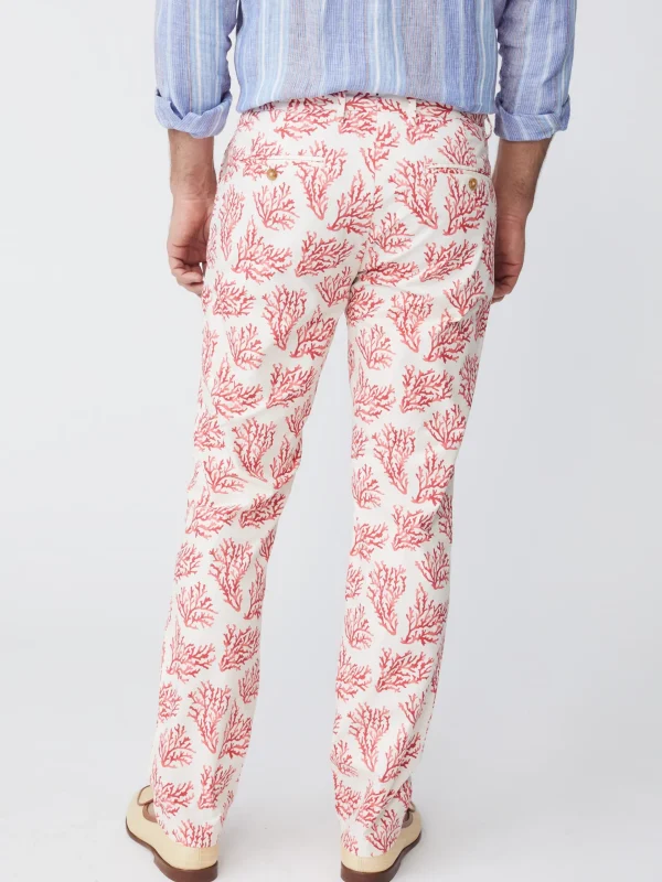 Fashion J. McLaughlin Lukas Pants In Mega Coral Cay Texture Coral/Off White