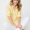 Shop J. McLaughlin Lula Linen Shirt In Stripe White/Yellow