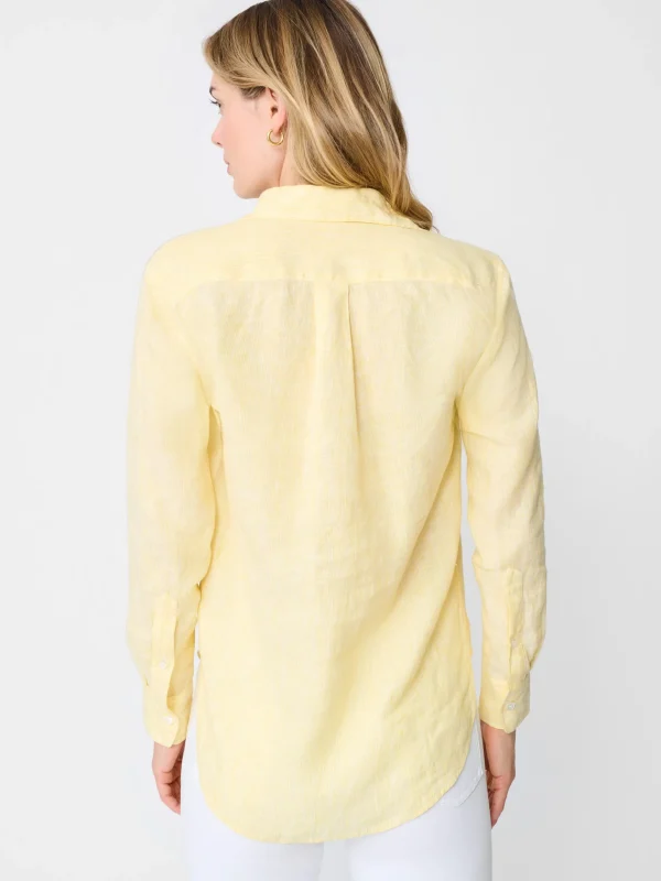 Shop J. McLaughlin Lula Linen Shirt In Stripe White/Yellow