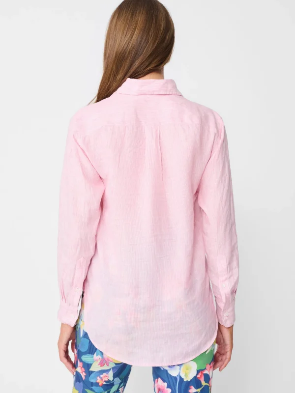 Hot J. McLaughlin Lula Linen Shirt In Stripe White/Peony