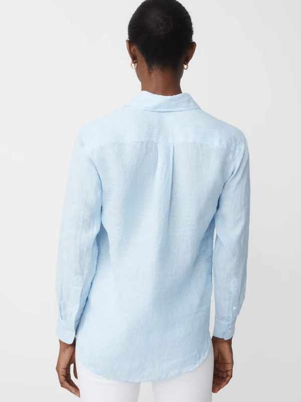 Cheap J. McLaughlin Lula Linen Shirt In Stripe White/Pool Blue