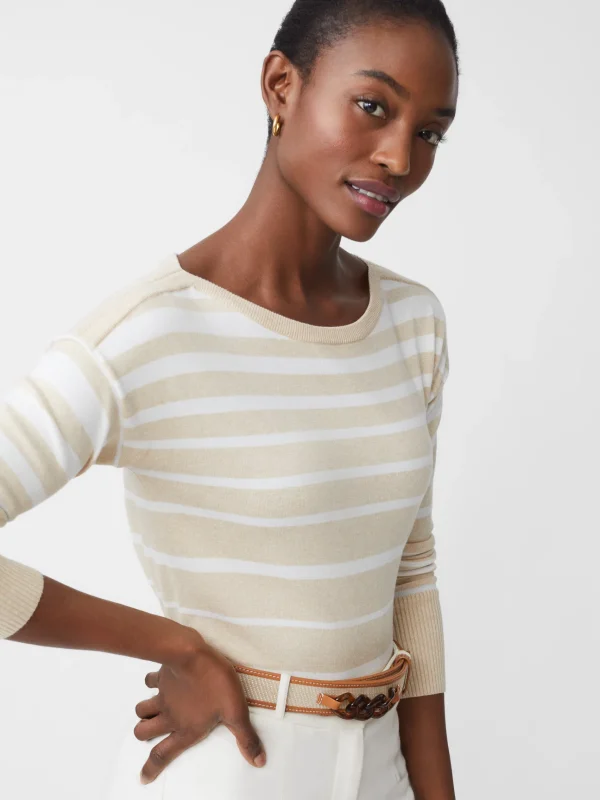 Online J. McLaughlin Marin Sweater In Stripe Oatmeal/White