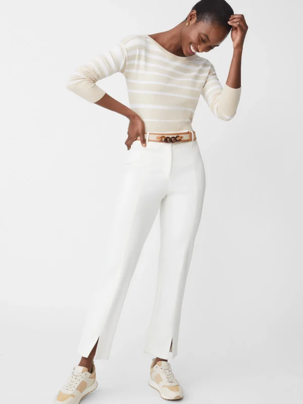 Online J. McLaughlin Marin Sweater In Stripe Oatmeal/White