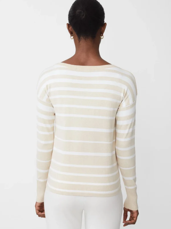 Online J. McLaughlin Marin Sweater In Stripe Oatmeal/White