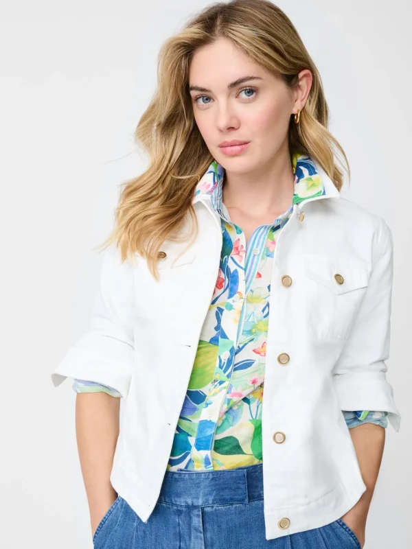 New J. McLaughlin Medina Denim Jacket White