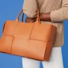 Discount J. McLaughlin Mega Tessare Woven Leather Handbag Vachetta