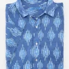 New J. McLaughlin Montauk Modern Fit Linen Shirt In Drop Ikat Dark Blue/Blue