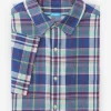 Fashion J. McLaughlin Montauk Modern Fit Shirt In Plaid White/Blue/Red