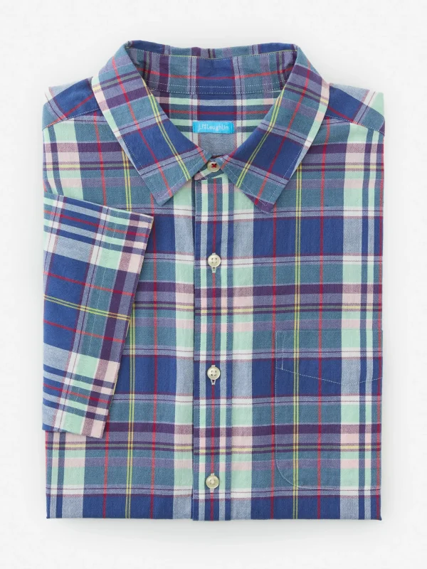 Fashion J. McLaughlin Montauk Modern Fit Shirt In Plaid White/Blue/Red