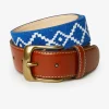 Discount J. McLaughlin Needlepoint Belt In Geo Diamond White/Blue