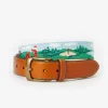 Fashion J. McLaughlin Needlepoint Belt In Santa Play Golf Green/Sky Blue