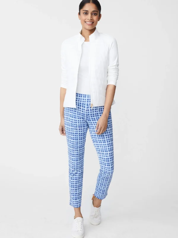 New J. McLaughlin Newport Capri Pants In Painterly Check Navy/Light Blue