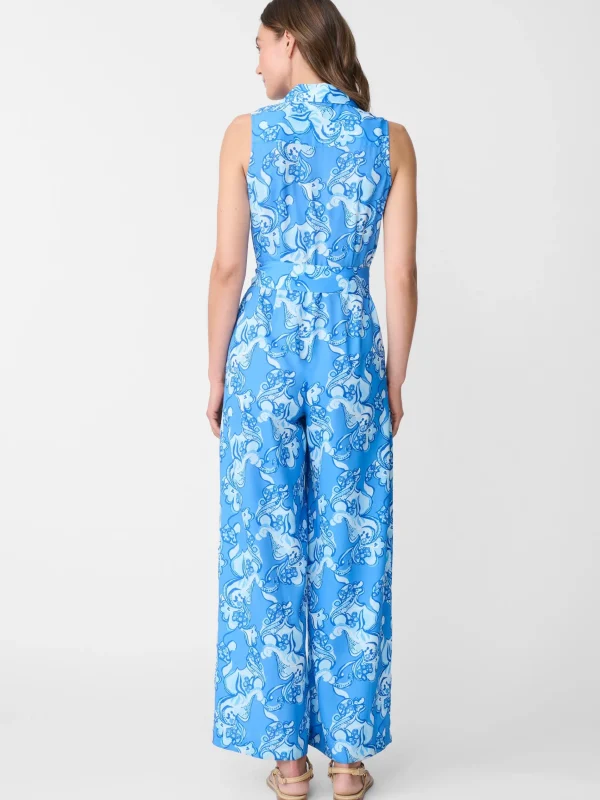 Shop J. McLaughlin Nightingale Jumpsuit In Mini Trinidad Abstract Blue/Blue