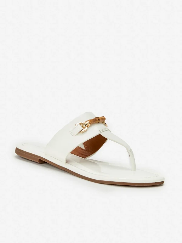 Store J. McLaughlin Nora Patent Leather Sandals White