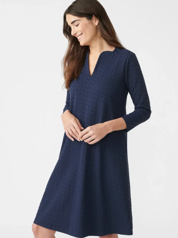 Clearance J. McLaughlin Octavia Dress In Fernwood Geo Jacquard Navy