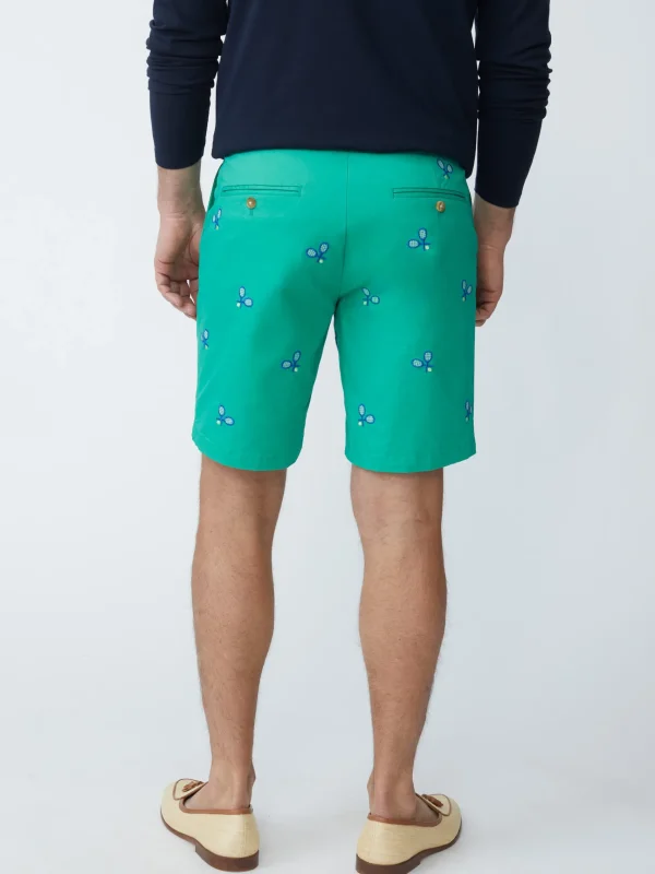 Best Sale J. McLaughlin Oliver 9" Embroidered Shorts In Tennis Racket Kelly Green