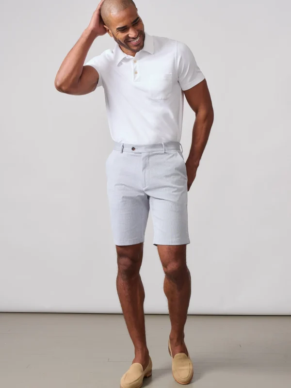 Discount J. McLaughlin Oliver 9" Shorts In Pinstripe White/Navy