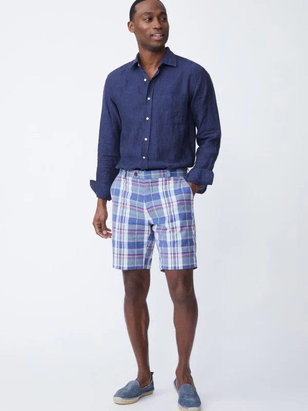 Cheap J. McLaughlin Oliver 9" Shorts In Plaid White/Blue/Red