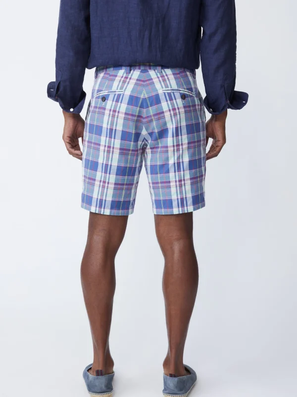 Cheap J. McLaughlin Oliver 9" Shorts In Plaid White/Blue/Red