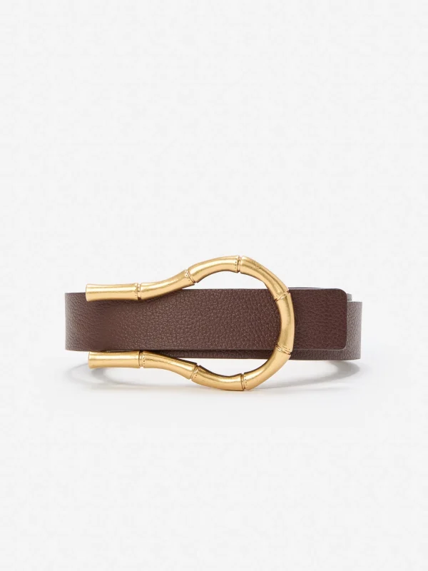 Sale J. McLaughlin Olympia Reversible Leather Belt Off White/Brown